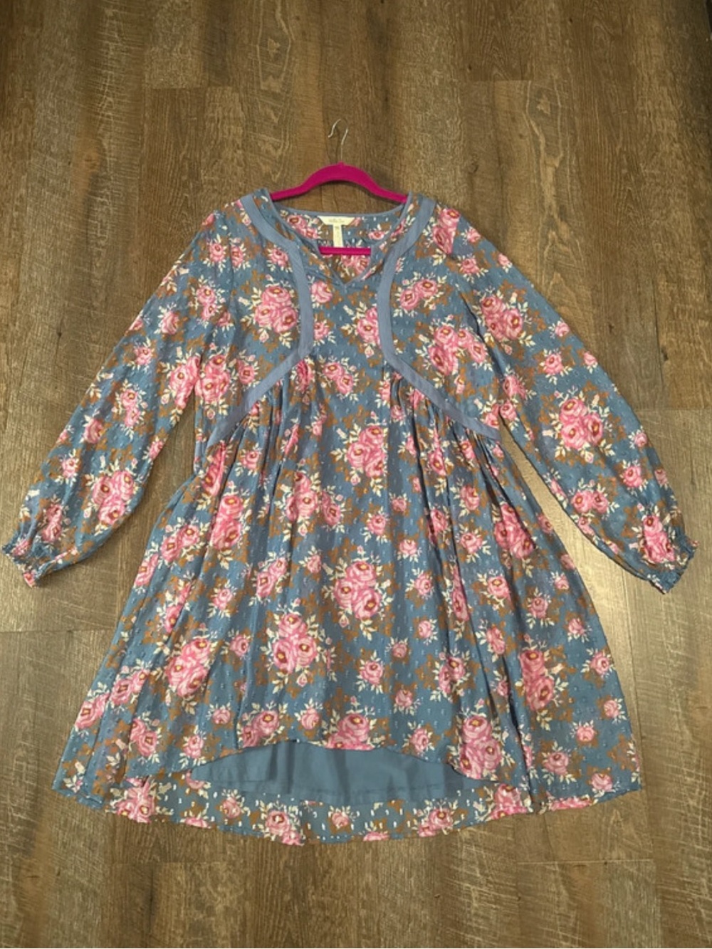 Matilda Jane Dusty Blue Floral Dress with Pink Roses